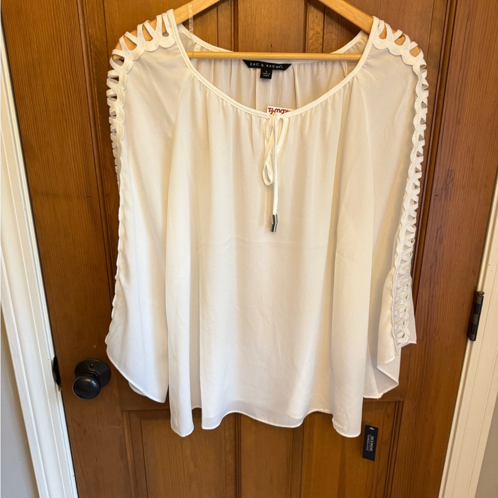 Zac & Rachel Cream Blouse with Lace Detail